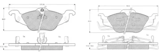 Bremsbelagsatz, Scheibenbremse Vorderachse MTR MT551 Bild Bremsbelagsatz, Scheibenbremse Vorderachse MTR MT551