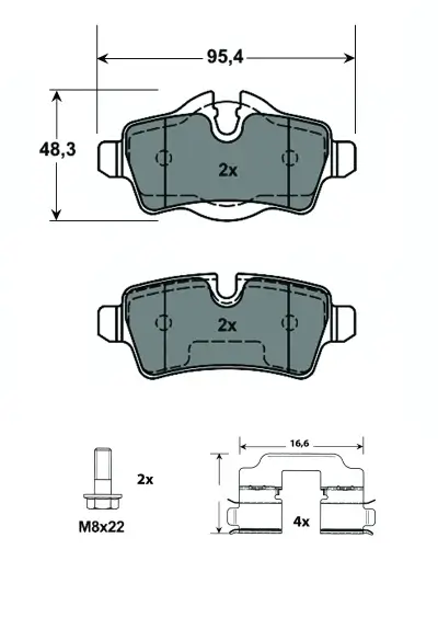 Bremsbelagsatz, Scheibenbremse Hinterachse MTR MT579