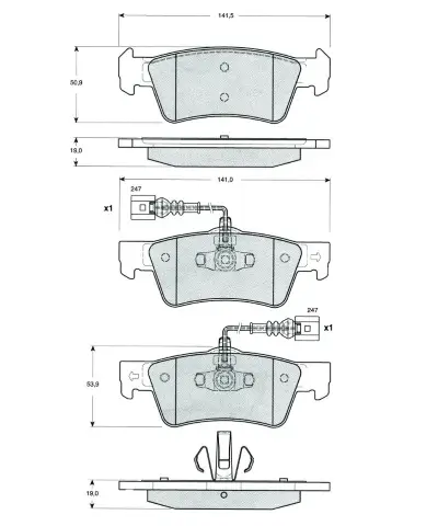 Bremsbelagsatz, Scheibenbremse Hinterachse MTR MT580