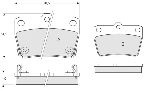 Bremsbelagsatz, Scheibenbremse Hinterachse MTR MT614