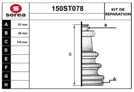 Faltenbalgsatz, Antriebswelle STARTCAR 150ST078 Bild Faltenbalgsatz, Antriebswelle STARTCAR 150ST078