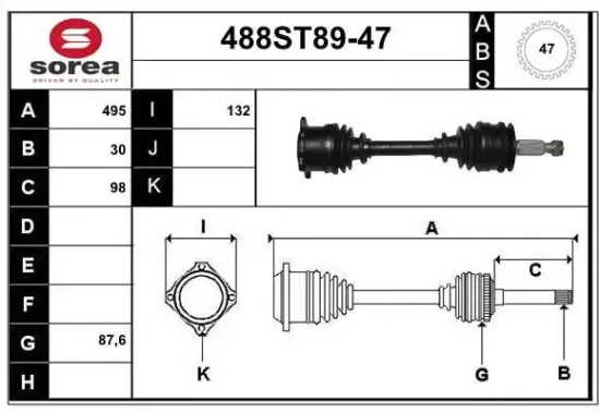 Antriebswelle Vorderachse rechts STARTCAR 488ST89-47 Bild Antriebswelle Vorderachse rechts STARTCAR 488ST89-47