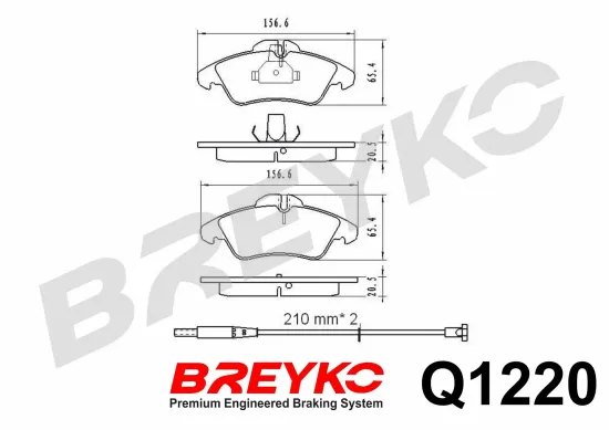Bremsbelagsatz, Scheibenbremse Vorderachse DAVID VASCO Q1220 Bild Bremsbelagsatz, Scheibenbremse Vorderachse DAVID VASCO Q1220