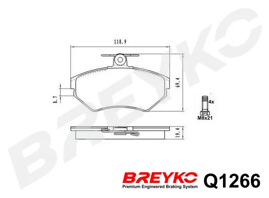 Bremsbelagsatz, Scheibenbremse Vorderachse DAVID VASCO Q1266 Bild Bremsbelagsatz, Scheibenbremse Vorderachse DAVID VASCO Q1266