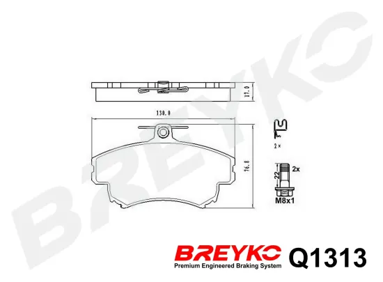 Bremsbelagsatz, Scheibenbremse Vorderachse DAVID VASCO Q1313 Bild Bremsbelagsatz, Scheibenbremse Vorderachse DAVID VASCO Q1313