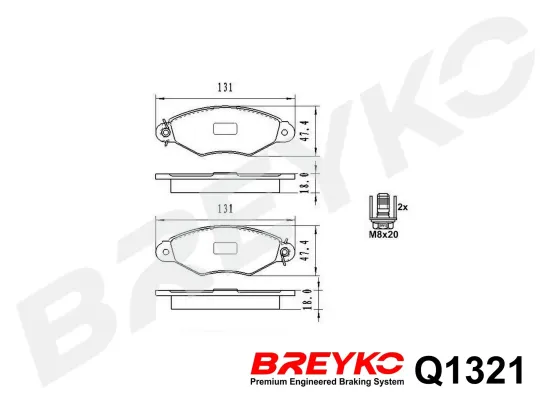 Bremsbelagsatz, Scheibenbremse Vorderachse DAVID VASCO Q1321 Bild Bremsbelagsatz, Scheibenbremse Vorderachse DAVID VASCO Q1321