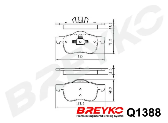 Bremsbelagsatz, Scheibenbremse Vorderachse DAVID VASCO Q1388 Bild Bremsbelagsatz, Scheibenbremse Vorderachse DAVID VASCO Q1388