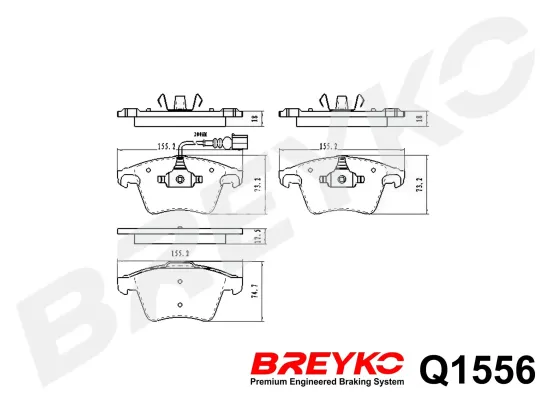 Bremsbelagsatz, Scheibenbremse Vorderachse DAVID VASCO Q1556 Bild Bremsbelagsatz, Scheibenbremse Vorderachse DAVID VASCO Q1556