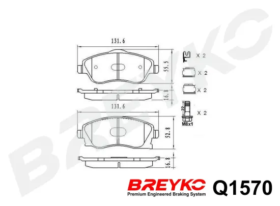 Bremsbelagsatz, Scheibenbremse Vorderachse DAVID VASCO Q1570 Bild Bremsbelagsatz, Scheibenbremse Vorderachse DAVID VASCO Q1570