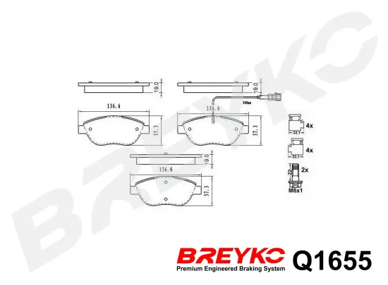 Bremsbelagsatz, Scheibenbremse Vorderachse DAVID VASCO Q1655 Bild Bremsbelagsatz, Scheibenbremse Vorderachse DAVID VASCO Q1655