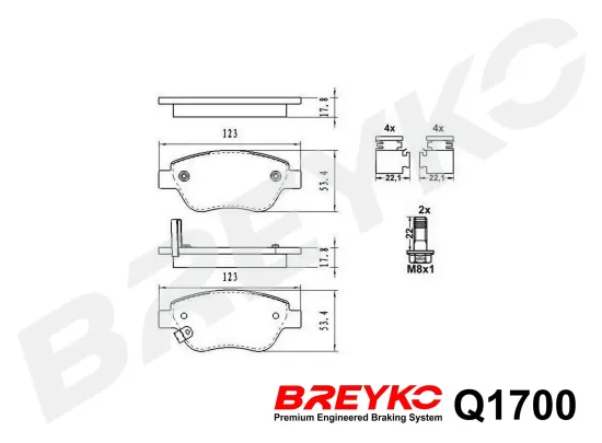 Bremsbelagsatz, Scheibenbremse Vorderachse DAVID VASCO Q1700 Bild Bremsbelagsatz, Scheibenbremse Vorderachse DAVID VASCO Q1700