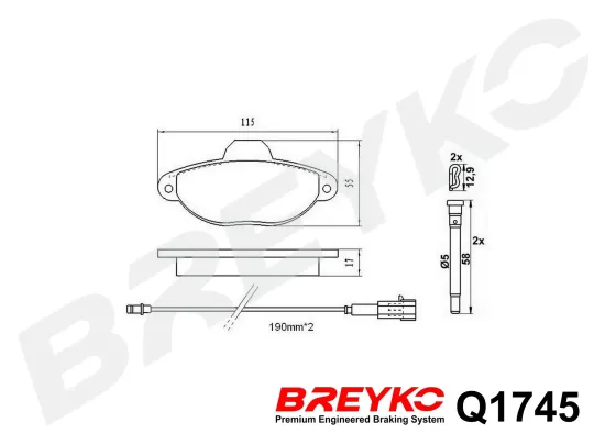 Bremsbelagsatz, Scheibenbremse Vorderachse DAVID VASCO Q1745 Bild Bremsbelagsatz, Scheibenbremse Vorderachse DAVID VASCO Q1745