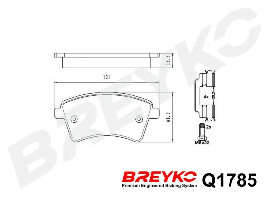 Bremsbelagsatz, Scheibenbremse Vorderachse DAVID VASCO Q1785 Bild Bremsbelagsatz, Scheibenbremse Vorderachse DAVID VASCO Q1785