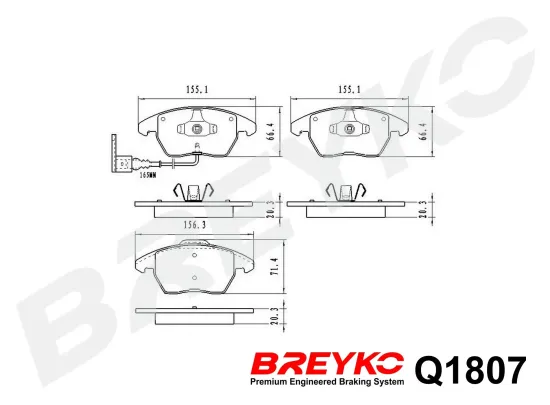 Bremsbelagsatz, Scheibenbremse Vorderachse DAVID VASCO Q1807 Bild Bremsbelagsatz, Scheibenbremse Vorderachse DAVID VASCO Q1807