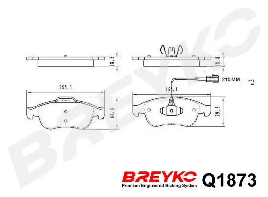 Bremsbelagsatz, Scheibenbremse Vorderachse DAVID VASCO Q1873 Bild Bremsbelagsatz, Scheibenbremse Vorderachse DAVID VASCO Q1873