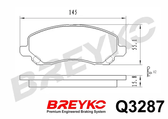 Bremsbelagsatz, Scheibenbremse Vorderachse DAVID VASCO Q3287 Bild Bremsbelagsatz, Scheibenbremse Vorderachse DAVID VASCO Q3287