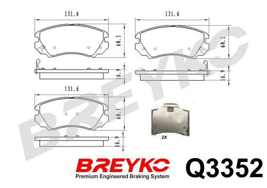 Bremsbelagsatz, Scheibenbremse Vorderachse DAVID VASCO Q3352 Bild Bremsbelagsatz, Scheibenbremse Vorderachse DAVID VASCO Q3352