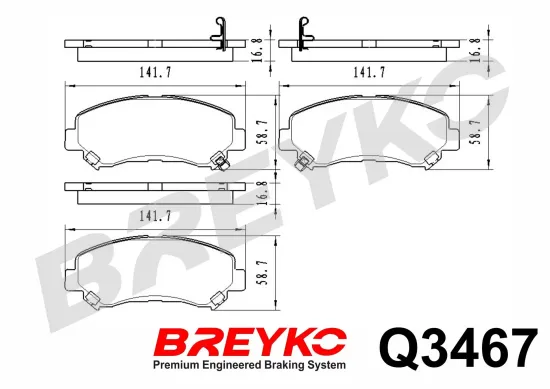 Bremsbelagsatz, Scheibenbremse Vorderachse DAVID VASCO Q3467 Bild Bremsbelagsatz, Scheibenbremse Vorderachse DAVID VASCO Q3467