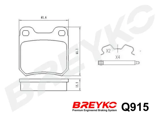 Bremsbelagsatz, Scheibenbremse Hinterachse DAVID VASCO Q915 Bild Bremsbelagsatz, Scheibenbremse Hinterachse DAVID VASCO Q915
