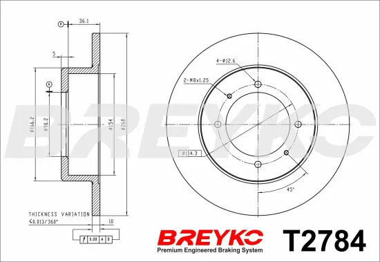 Bremsscheibe Hinterachse DAVID VASCO T2784 Bild Bremsscheibe Hinterachse DAVID VASCO T2784