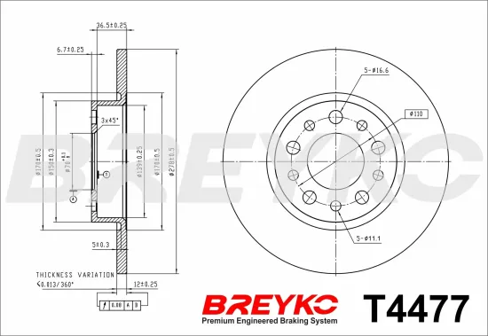 Bremsscheibe Hinterachse DAVID VASCO T4477 Bild Bremsscheibe Hinterachse DAVID VASCO T4477