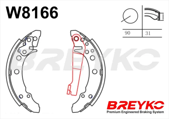 Bremsbackensatz Hinterachse DAVID VASCO W8166 Bild Bremsbackensatz Hinterachse DAVID VASCO W8166