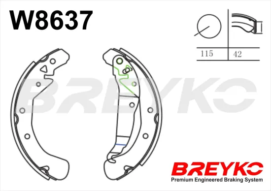 Bremsbackensatz Hinterachse DAVID VASCO W8637 Bild Bremsbackensatz Hinterachse DAVID VASCO W8637