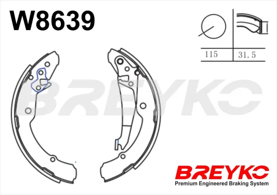 Bremsbackensatz Hinterachse DAVID VASCO W8639 Bild Bremsbackensatz Hinterachse DAVID VASCO W8639