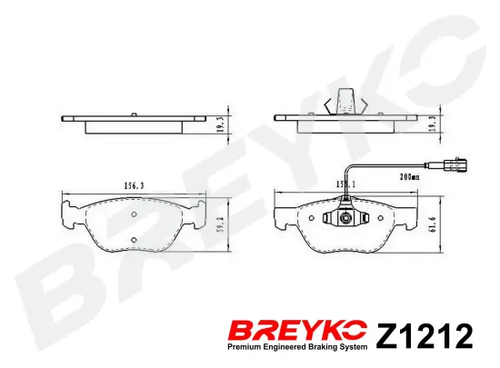 Bremsbelagsatz, Scheibenbremse Vorderachse DAVID VASCO Z1212 Bild Bremsbelagsatz, Scheibenbremse Vorderachse DAVID VASCO Z1212