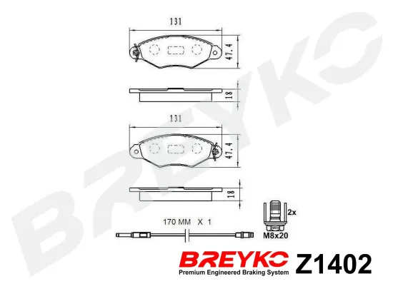 Bremsbelagsatz, Scheibenbremse Vorderachse DAVID VASCO Z1402 Bild Bremsbelagsatz, Scheibenbremse Vorderachse DAVID VASCO Z1402