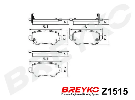 Bremsbelagsatz, Scheibenbremse Hinterachse DAVID VASCO Z1515 Bild Bremsbelagsatz, Scheibenbremse Hinterachse DAVID VASCO Z1515