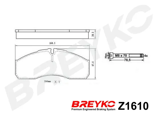 Bremsbelagsatz, Scheibenbremse Vorderachse DAVID VASCO Z1610 Bild Bremsbelagsatz, Scheibenbremse Vorderachse DAVID VASCO Z1610