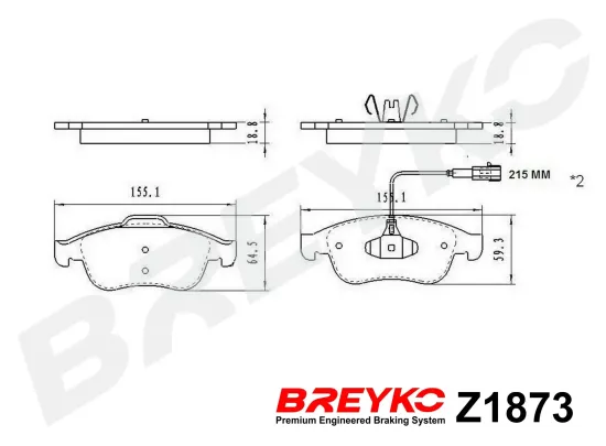 Bremsbelagsatz, Scheibenbremse Vorderachse DAVID VASCO Z1873 Bild Bremsbelagsatz, Scheibenbremse Vorderachse DAVID VASCO Z1873