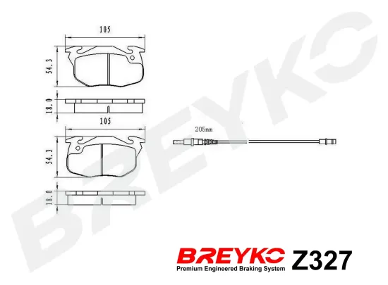 Bremsbelagsatz, Scheibenbremse Vorderachse DAVID VASCO Z327 Bild Bremsbelagsatz, Scheibenbremse Vorderachse DAVID VASCO Z327