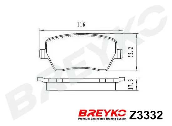 Bremsbelagsatz, Scheibenbremse Vorderachse DAVID VASCO Z3332 Bild Bremsbelagsatz, Scheibenbremse Vorderachse DAVID VASCO Z3332