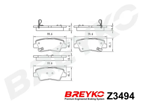 Bremsbelagsatz, Scheibenbremse Hinterachse DAVID VASCO Z3494 Bild Bremsbelagsatz, Scheibenbremse Hinterachse DAVID VASCO Z3494