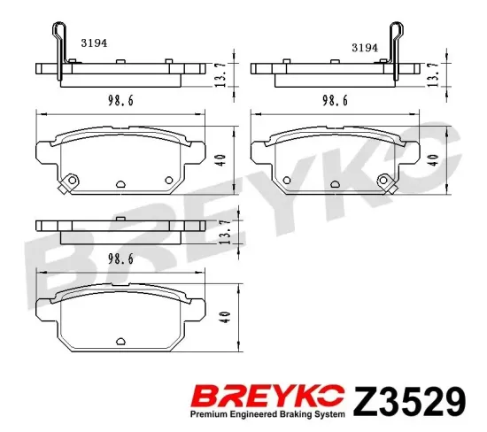 Bremsbelagsatz, Scheibenbremse Hinterachse DAVID VASCO Z3529 Bild Bremsbelagsatz, Scheibenbremse Hinterachse DAVID VASCO Z3529