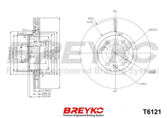 Bremsscheibe Vorderachse DAVID VASCO T6121 Bild Bremsscheibe Vorderachse DAVID VASCO T6121