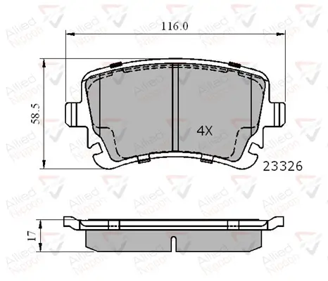 Bremsbelagsatz, Scheibenbremse ALLIED NIPPON ADB01313 Bild Bremsbelagsatz, Scheibenbremse ALLIED NIPPON ADB01313