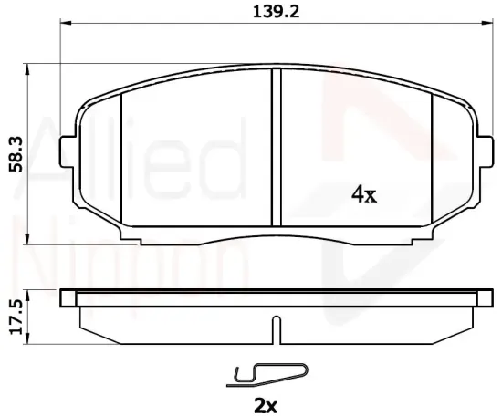 Bremsbelagsatz, Scheibenbremse ALLIED NIPPON ADB31724 Bild Bremsbelagsatz, Scheibenbremse ALLIED NIPPON ADB31724